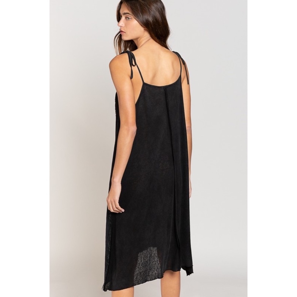 POL Black Cotton Spaghetti Strap Button Down Sundress - Picture 5 of 6